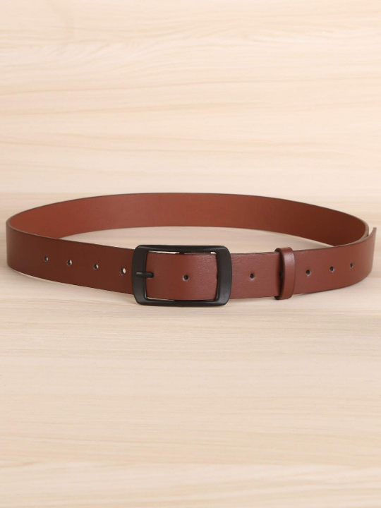 1pc Men Solid Square Buckle Casual Belt, For Daily Life