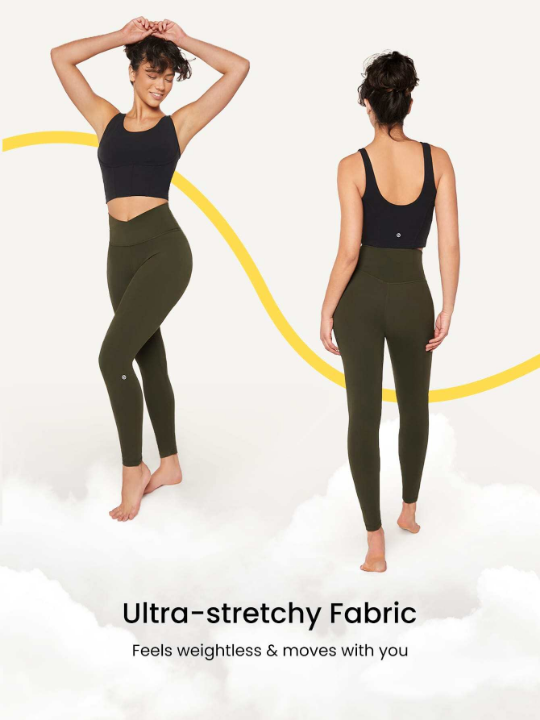 GLOWMODE 24" FeatherFit Crossover Yoga Leggings Buttery Soft High Stretch Crossover Waist Sports Tights