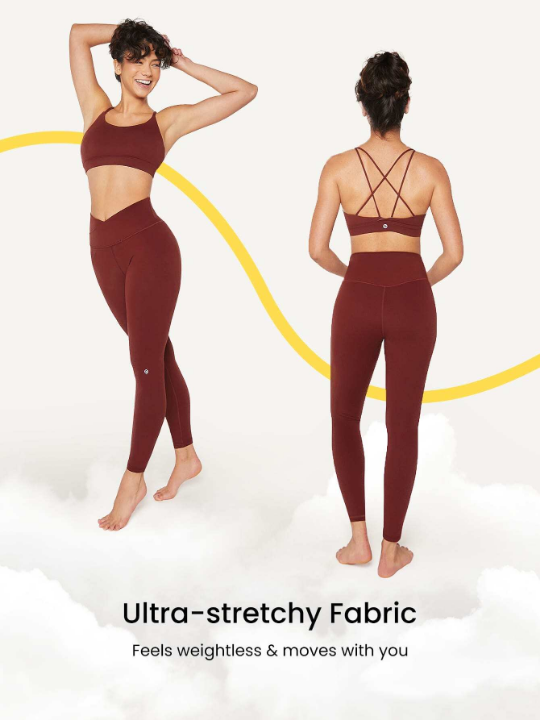 GLOWMODE 24" FeatherFit Crossover Yoga Leggings Buttery Soft High Stretch Crossover Waist Sports Tights