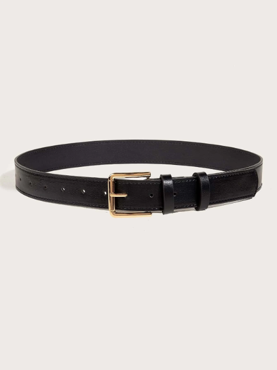 1pc Women Solid Square Buckle Decor Fashion Style Belt