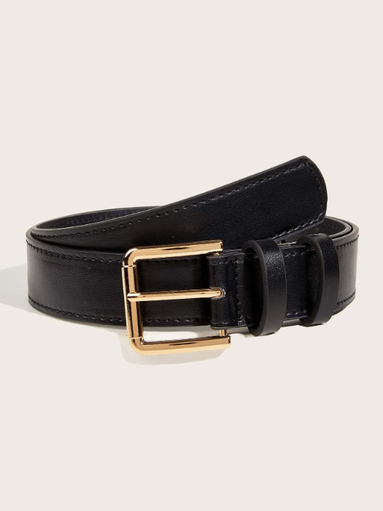 1pc Women Solid Square Buckle Decor Fashion Style Belt