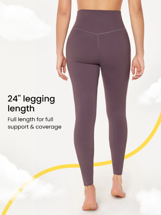 GLOWMODE 24" FeatherFit Crossover Yoga Leggings Buttery Soft High Stretch Crossover Waist Sports Tights