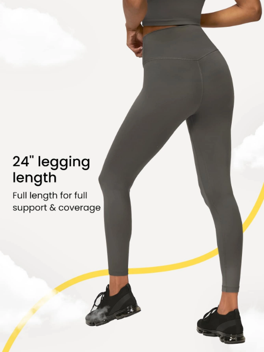 GLOWMODE 24" FeatherFit Crossover Yoga Leggings Buttery Soft High Stretch Crossover Waist Sports Tights