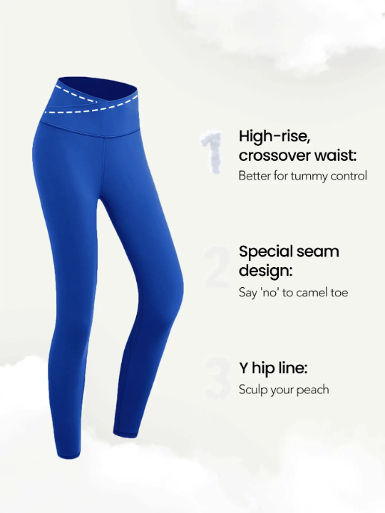 GLOWMODE 24" FeatherFit Crossover Yoga Leggings Buttery Soft High Stretch Crossover Waist Sports Tights