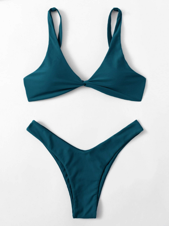 Swim Basics Twist High Cut Bikini Swimsuit