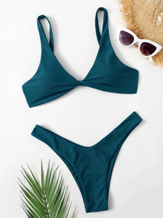 Swim Basics Twist High Cut Bikini Swimsuit