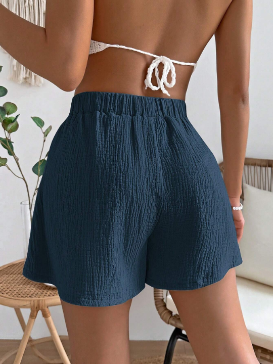 VCAY Solid Knot Waist Shorts