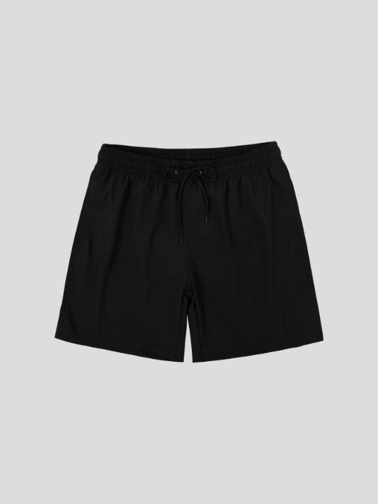 Men Solid Drawstring Waist Swim Trunks