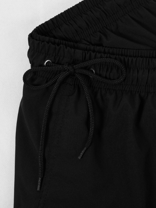 Men Solid Drawstring Waist Swim Trunks