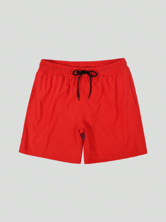 Men Drawstring Waist Swim Trunks