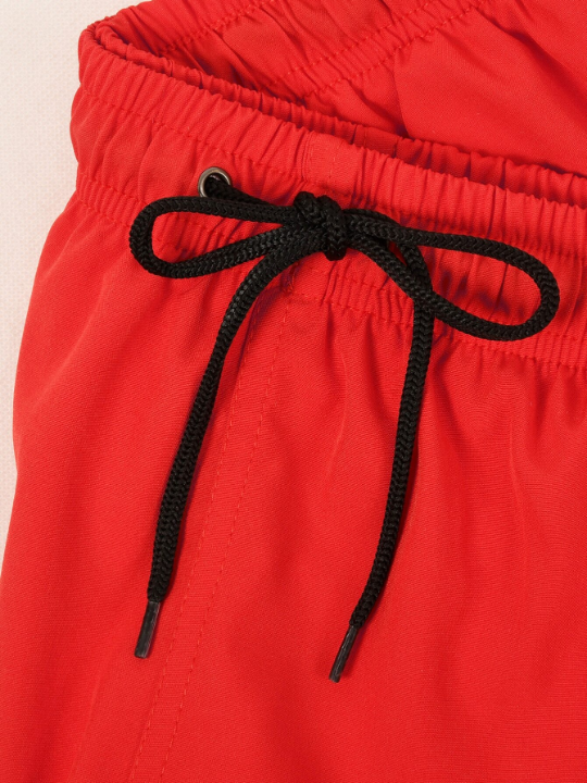 Men Drawstring Waist Swim Trunks