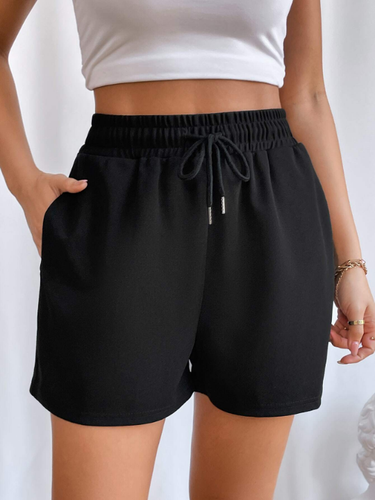 Essnce Drawstring Waist Slant Pocket Track Shorts