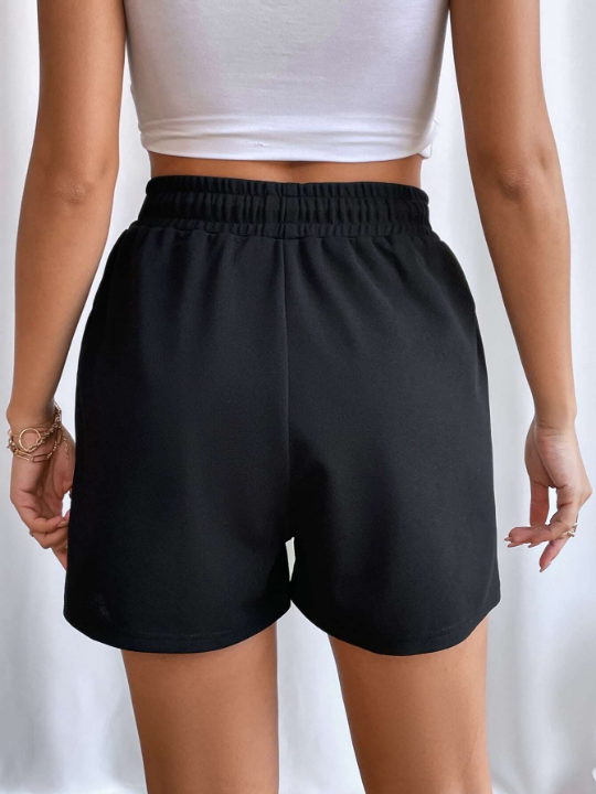 Essnce Drawstring Waist Slant Pocket Track Shorts