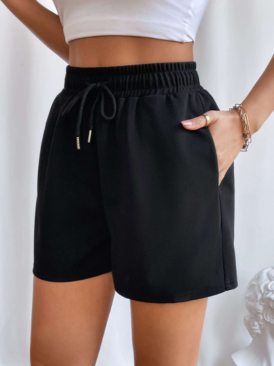 Essnce Drawstring Waist Slant Pocket Track Shorts