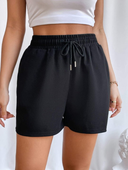 Essnce Drawstring Waist Slant Pocket Track Shorts