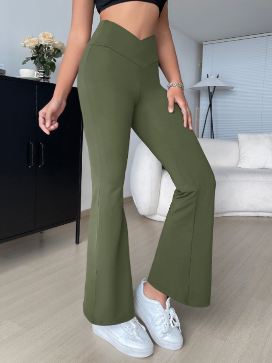 EZwear Solid Flare Leg Pants