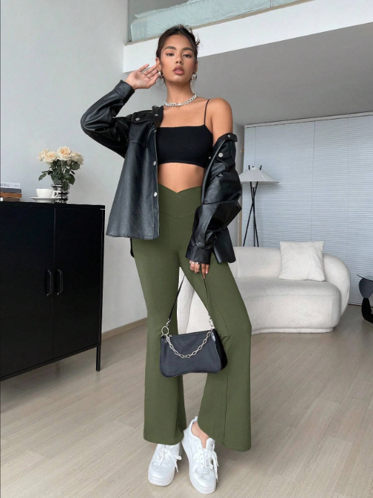 EZwear Solid Flare Leg Pants