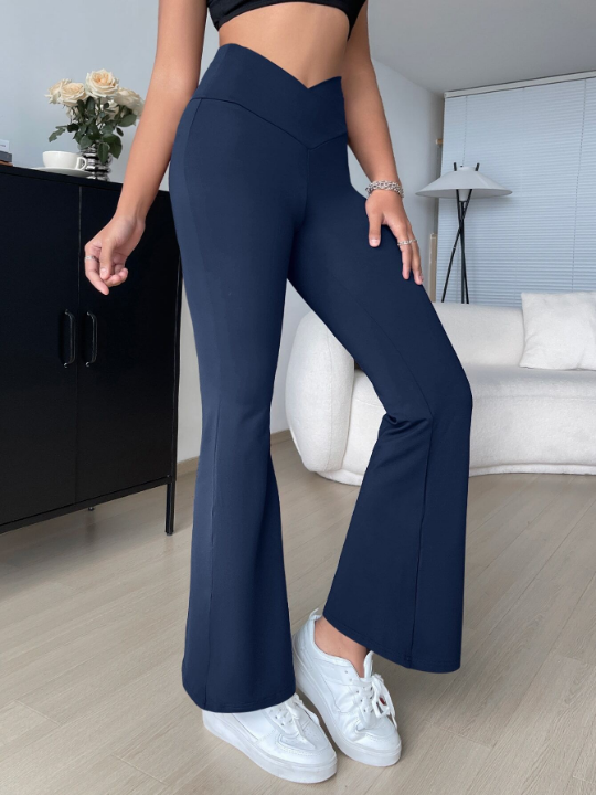 EZwear Y2K Solid Flare Leg Pants