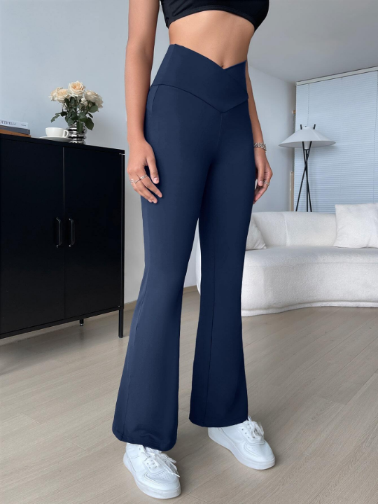 EZwear Y2K Solid Flare Leg Pants