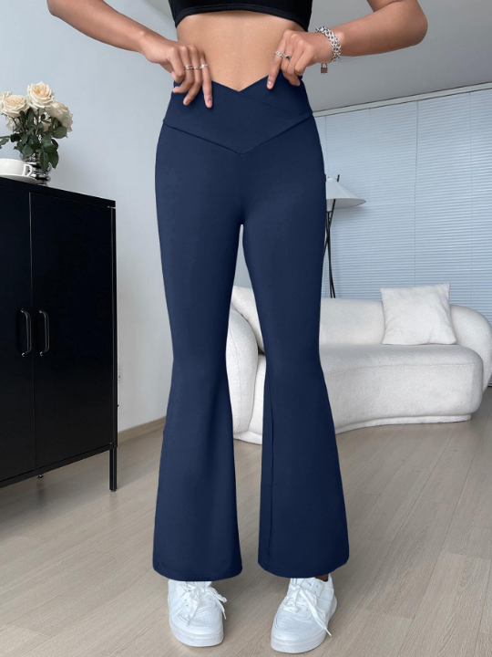 EZwear Y2K Solid Flare Leg Pants