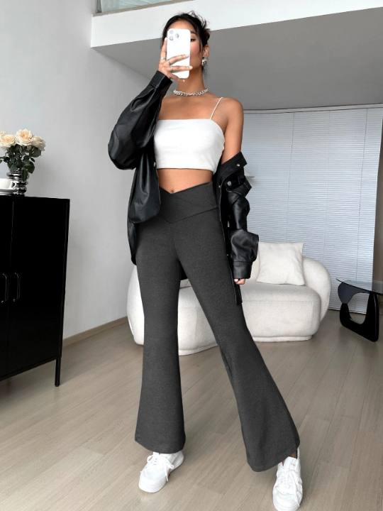 EZwear Solid Flare Leg Pants