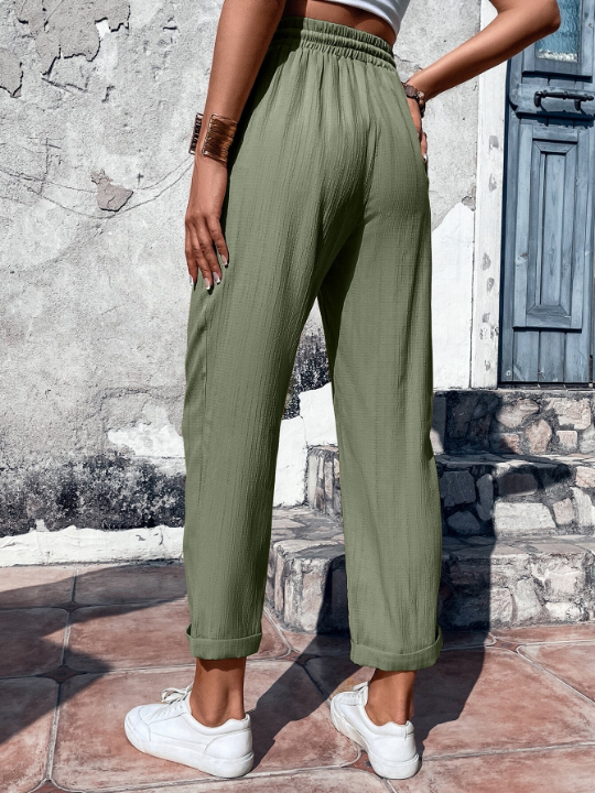 Frenchy Drawstring Waist Straight Leg Pants