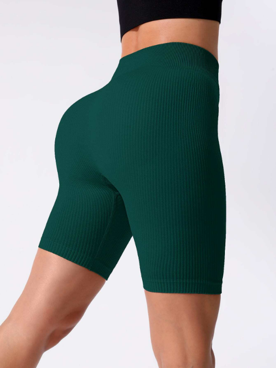 Sport Seamluxe Solid Ribbed Knit Biker Shorts