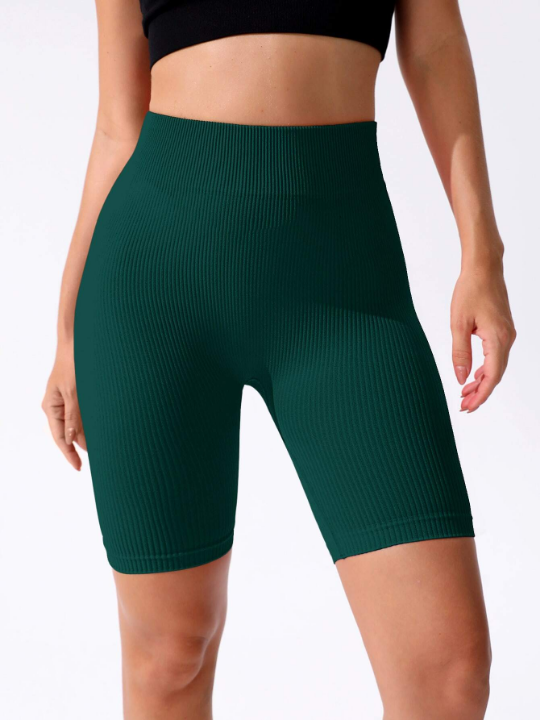 Sport Seamluxe Solid Ribbed Knit Biker Shorts