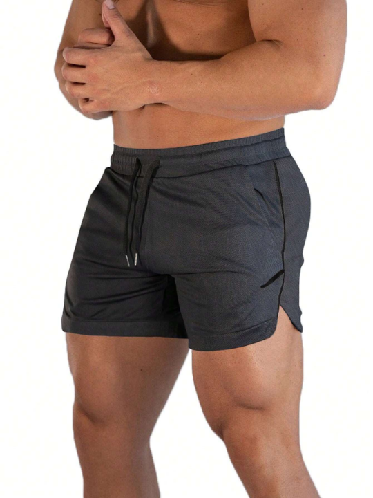 Sport PWRUP Men Drawstring Waist Split Hem Sports Shorts