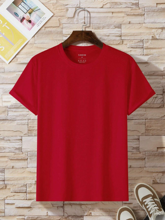 Men Solid Round Neck Tee