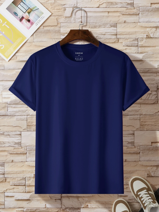 Men Solid Round Neck Tee