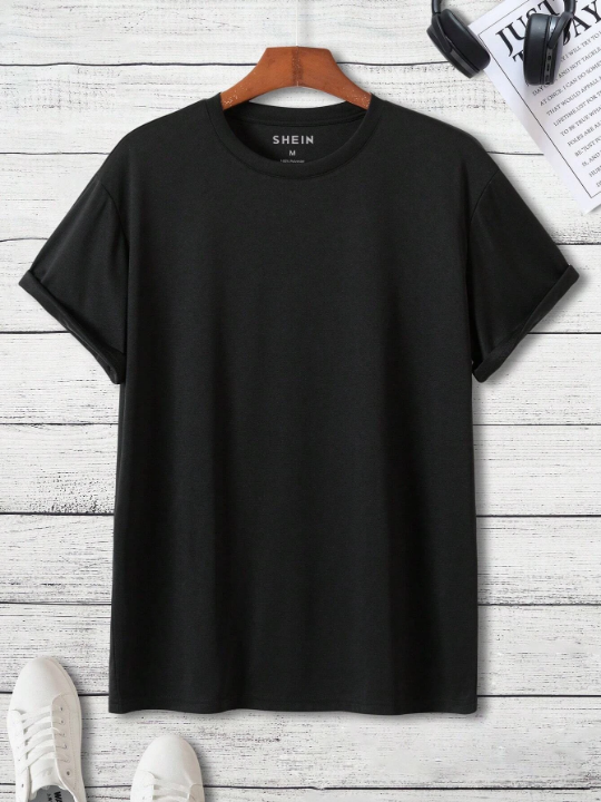 Men Solid Round Neck Tee