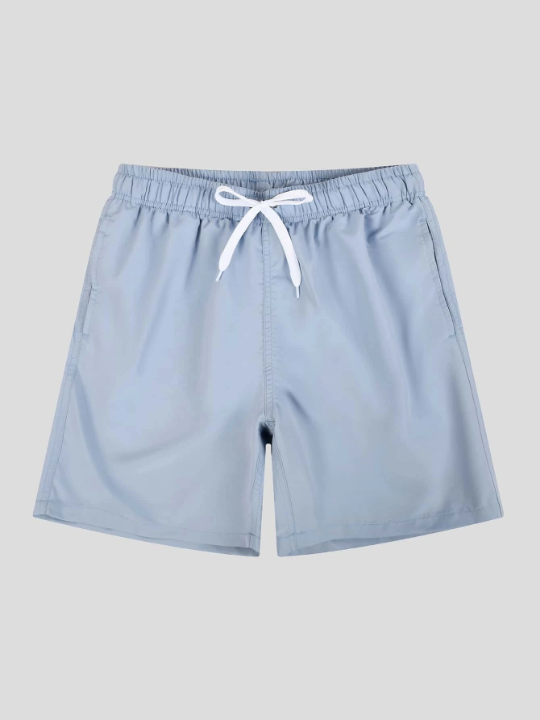 Men Drawstring Waist Swim Trunks