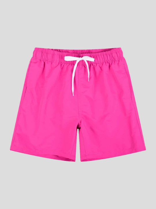 Men Drawstring Waist Solid Swim Trunks