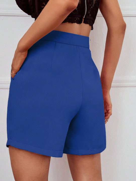 Frenchy Solid Slant Pocket Wide Leg Shorts