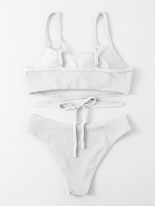 Swim Basics Plain Criss Cross Bikini Swimsuit