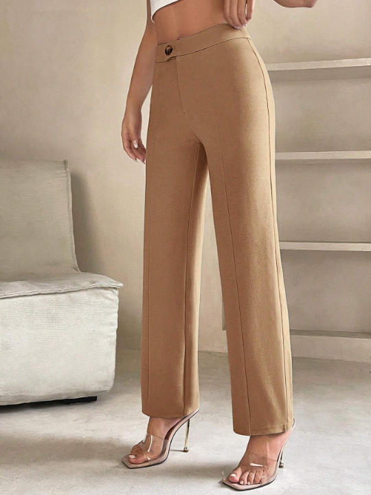 PETITE High Waist Seam Detail Straight Leg Pants