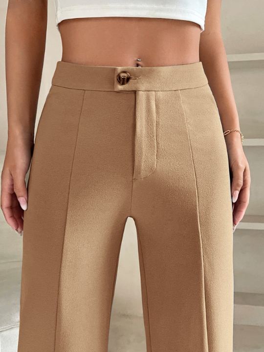 PETITE High Waist Seam Detail Straight Leg Pants