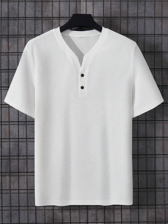 Manfinity Homme Men Solid Button Front Tee