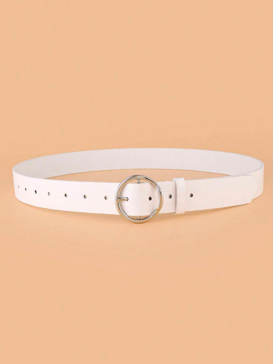 1pc Women Solid Round Buckle Fashion Belt