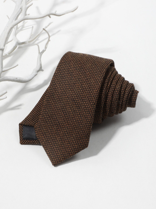1pc Men's Casual Business Style Diagonal Stripe & Small Plaid Necktie, Suitable For Daily Wear & Formal Occasions