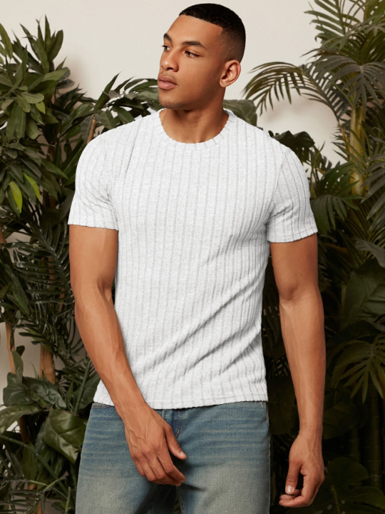 Manfinity Homme Men Solid Ribbed Knit Tee