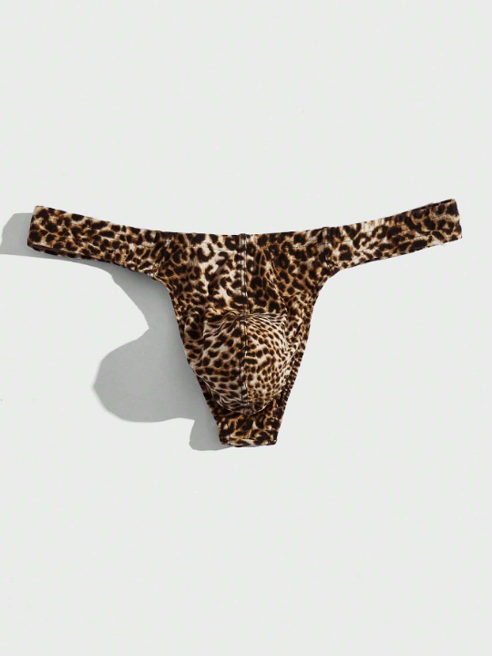 Men Leopard Print Thong