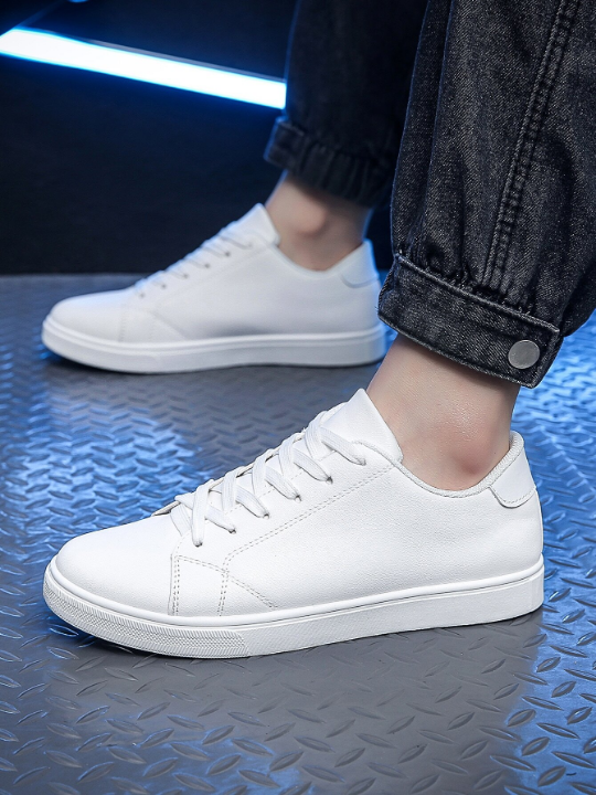 Men's Stylish Simple & Comfortable White Casual Sports Shoes, Slip-Resistant, Suitable For Four Seasons And Various Occasions