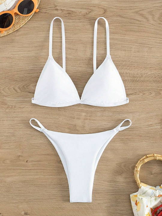 Swim Basics Solid Triangle Bikini Swimsuit