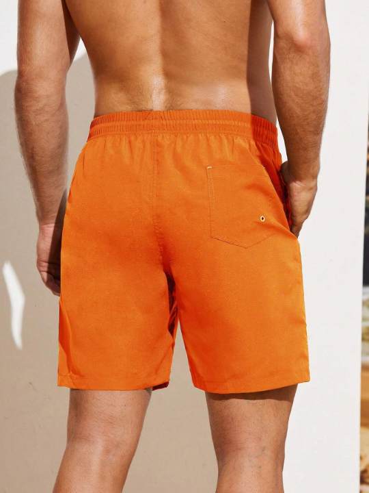 Manfinity Swimmode Men Slant Pockets Drawstring Waist Swim Trunks