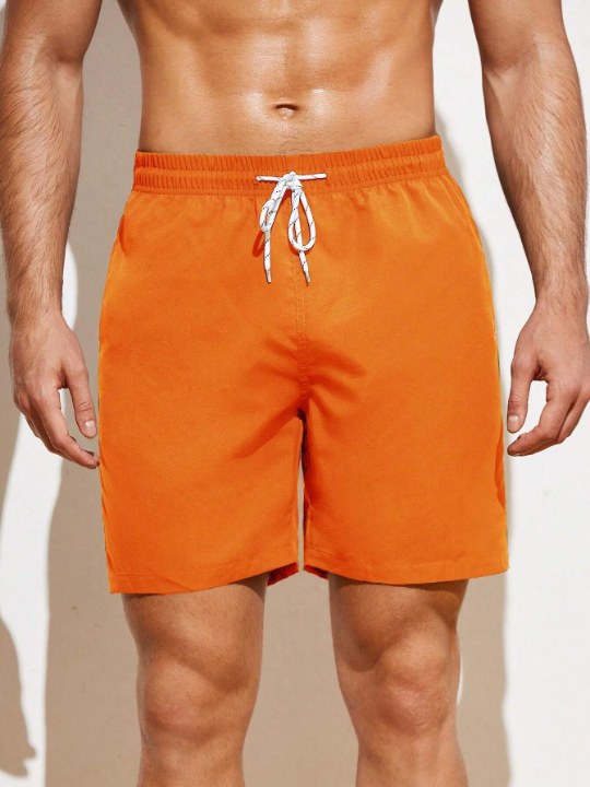 Manfinity Swimmode Men Slant Pockets Drawstring Waist Swim Trunks