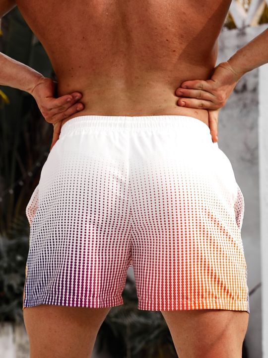 Manfinity Swimmode Men Ombre Polka Dot Drawstring Waist Swim Trunks