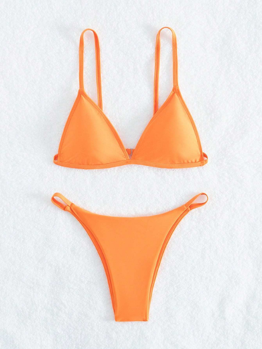 Swim Basics Solid Triangle Bikini Swimsuit