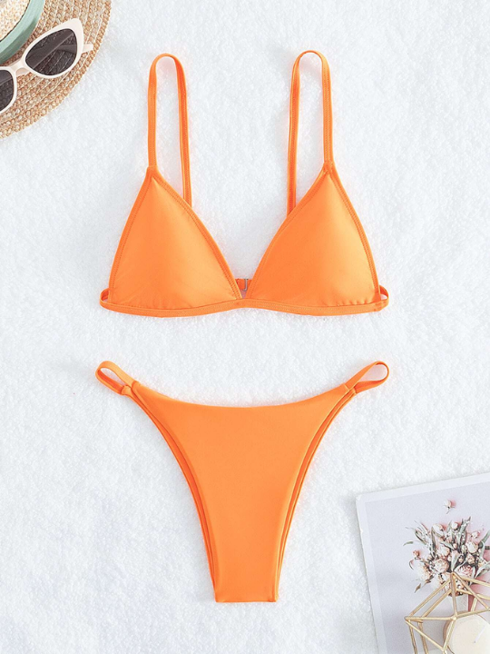 Swim Basics Solid Triangle Bikini Swimsuit